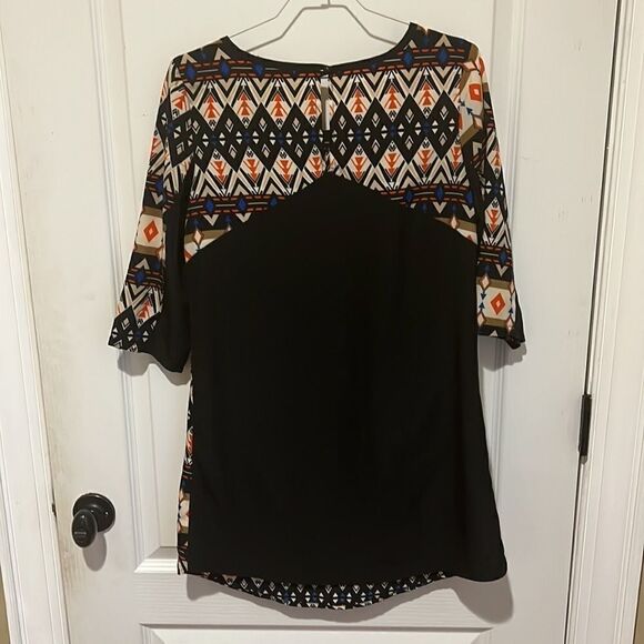 BeBop Tribal Patterned Dress with Black Tan Red and Blue - Picture 5 of 5